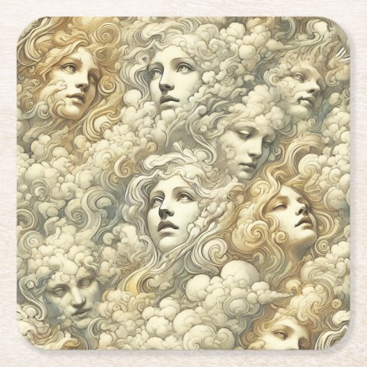 Ethereal Drift – Gotische Victoriaanse stijl Kartonnen Onderzetters (Voorkant)