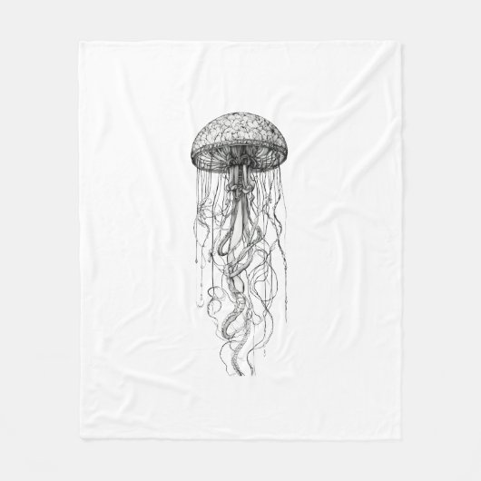 Ethereal Drift – T-shirt met zachte kwal gloed Fleece Deken (Voorkant)
