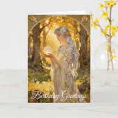 Ethereal Elf Maiden Art Nouveau Style Kaart (Gele Bloem)