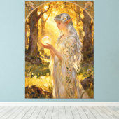 Ethereal Elf Maiden in Art Nouveau Style Canvas Afdruk (Insitu (Houten vloer))