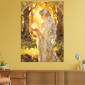 Ethereal Elf Maiden in Art Nouveau Style Canvas Afdruk (Insitu (Woonkamer))