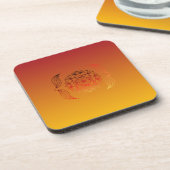 Ethereal Embers – Red & Orange Floral Art Bier Onderzetter (Linkerzijde)