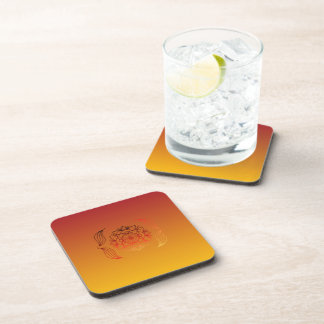 Ethereal Embers – Red & Orange Floral Art Bier Onderzetter