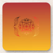 Ethereal Embers – Red & Orange Floral Art Bier Onderzetter (Voorkant)