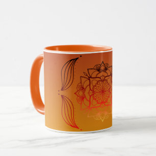 Ethereal Embers – Rood & Oranje Bloemschildering Mok