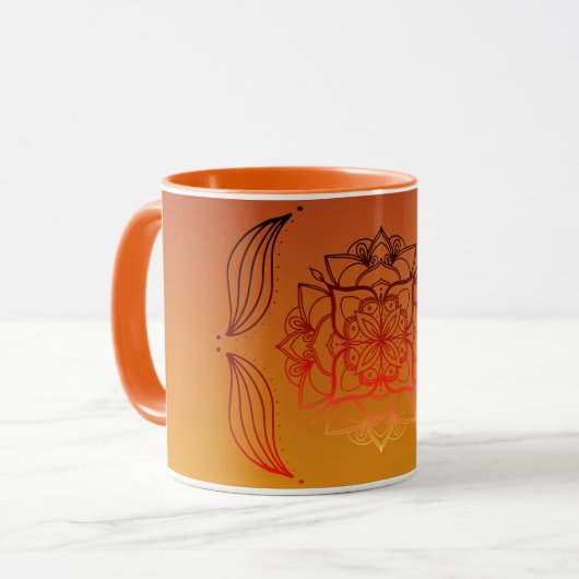 Ethereal Embers – Rood & Oranje Bloemschildering Mok (Voorkant links)