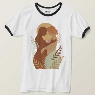 Ethereal Embrace Artistiek Ringershirt - Minimalis T-shirt