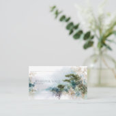 Ethereal Emerald Forest Gold Watercolor Abstract Visitekaartje (Staand voorkant)