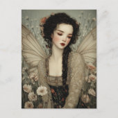 Ethereal Fairy With Wings in flower Garden Art Briefkaart (Voorkant)