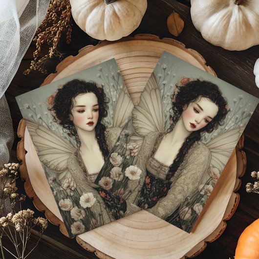 Ethereal Fairy With Wings in flower Garden Art Briefkaart