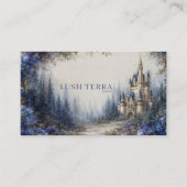 Ethereal Fairytale Castle Blue Floral Misty Forest Visitekaartje (Voorkant)