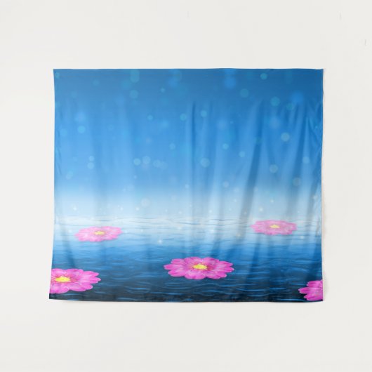 Ethereal Fantasy Lake with Floating Pink Lotus Wandkleed (Voorkant (horizontaal))