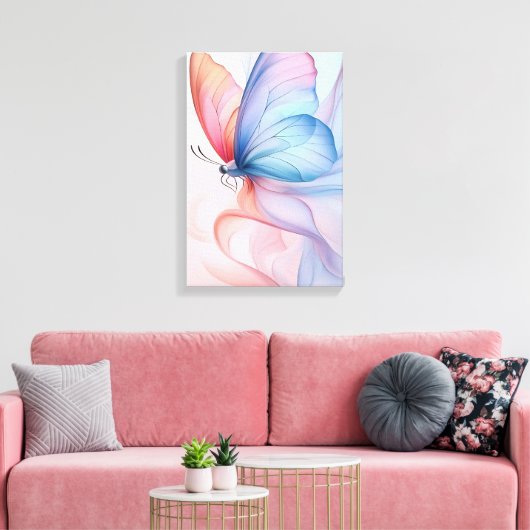 Ethereal Flight: Silk Wings Canvas Print (Insitu (Woonkamer))