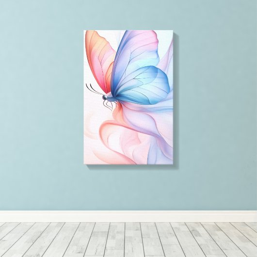 Ethereal Flight: Silk Wings Canvas Print (Insitu (Houten vloer))