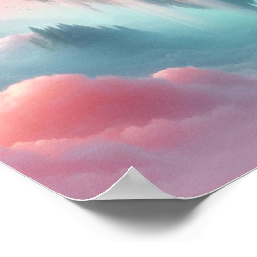 Ethereal Floating Islands and Waterfalls in Pastel Poster (Hoek)