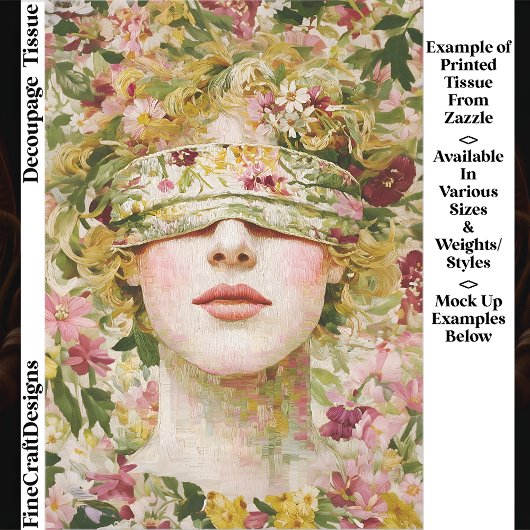 Ethereal Floral Feminine, Blindfold EW7 Decoupage Tissuepapier
