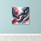 Ethereal Flow – Elegante Abstracte Kunst Canvaspri Canvas Afdruk (Insitu (Houten vloer))