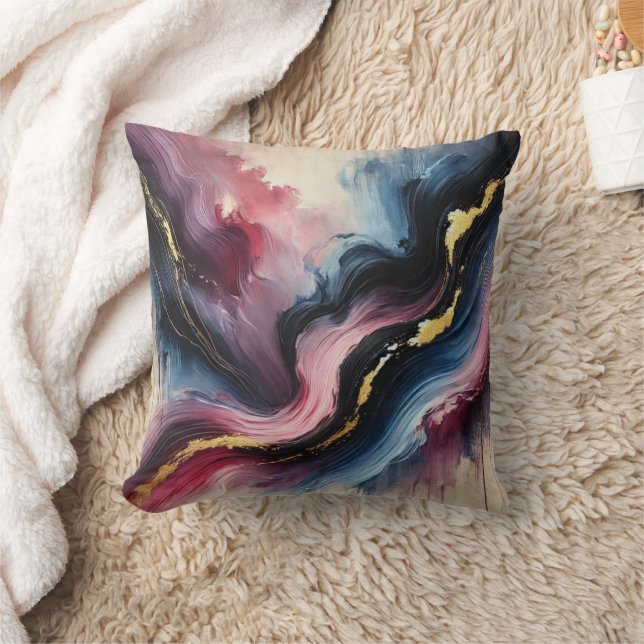 Ethereal Flow – Elegante Abstracte Kunst  Kussen (Deken)