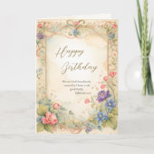 Ethereal Flowers on an Ornate Gold Frame Birthday  Kaart (Voorkant)