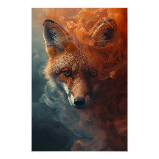 Ethereal Fox in Smoke & Mist – Mystical Poster (Voorkant)