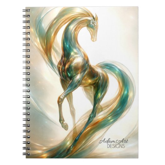 Ethereal Glass Horse Flow – Fantasy Abstract Notitieboek (Voorkant)