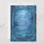 Ethereal Glowing Blue Magic Forest Wedding Kaart (Voorkant)