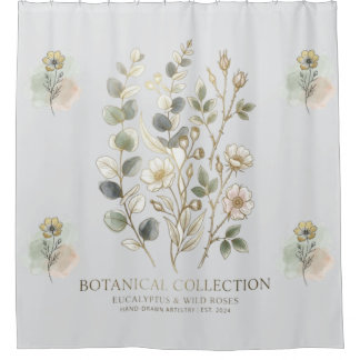 Ethereal Gold & Sage Botanical Collection Douchegordijn