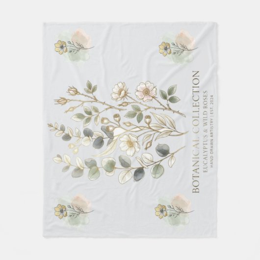 Ethereal Gold & Sage Botanische Collectie Fleece Deken (Voorkant)