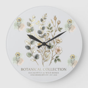 Ethereal Gold & Sage Botanische Collectie Grote Klok