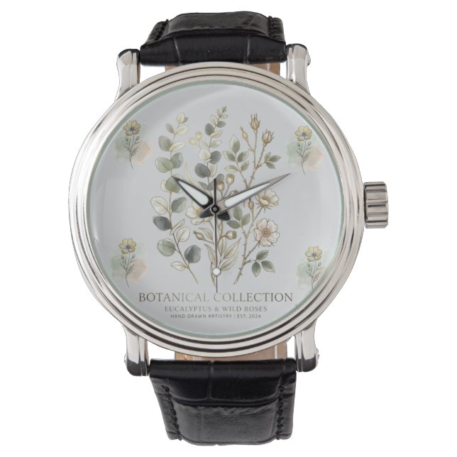 Ethereal Gold & Sage Botanische Collectie Horloge (Voorkant)