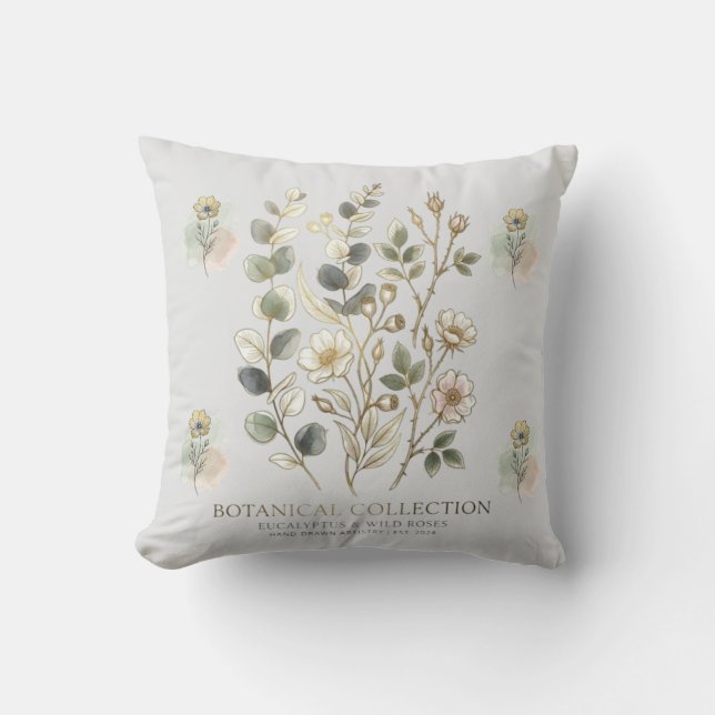 Ethereal Gold & Sage Botanische Collectie Kussen (Voorkant)
