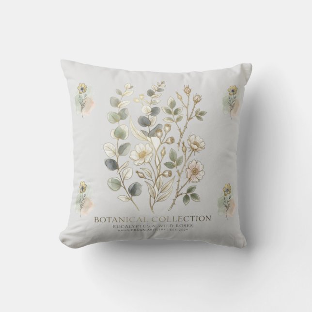 Ethereal Gold & Sage Botanische Collectie Kussen (Voorkant)