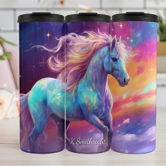 Ethereal Horse Pink Mane Stars Thermosbeker
