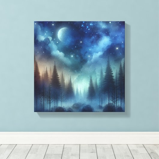 Ethereal Indigo Forest – Back to School Art Canvas Afdruk (Insitu (Houten vloer))