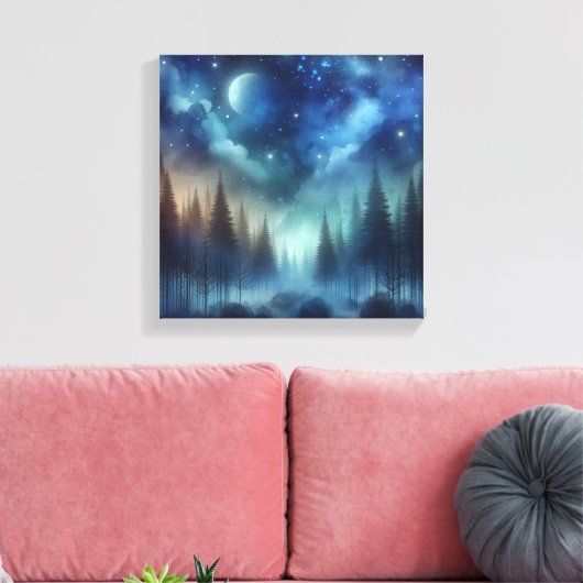Ethereal Indigo Forest – Back to School Art Canvas Afdruk (Insitu (Woonkamer))