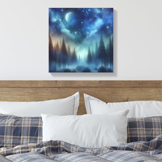 Ethereal Indigo Forest – Back to School Art Canvas Afdruk (Insitu (Slaapkamer))