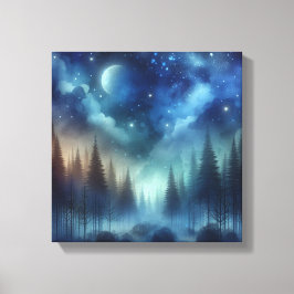 Ethereal Indigo Forest – Back to School Art Canvas Afdruk
