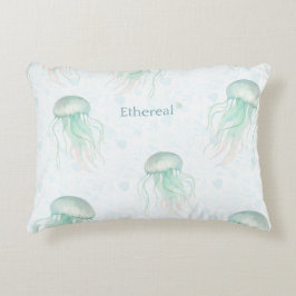 Ethereal jellyfish throw pillow teal accent kussen