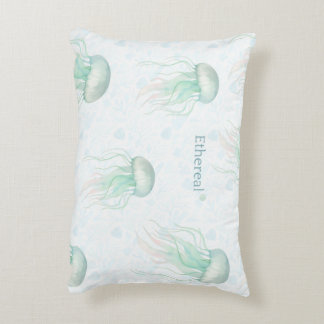 Ethereal jellyfish throw pillow teal accent kussen