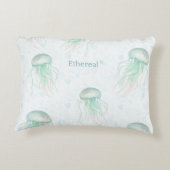 Ethereal jellyfish throw pillow teal accent kussen (Achterkant)