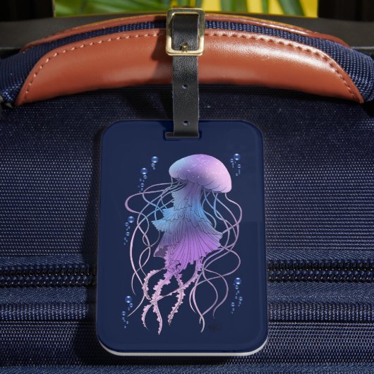 Ethereal Jellyfish Violet Blue Bagagelabel (Voorkant Insitu 2)