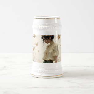 Ethereal Meisje met Vlinders in de Natuur Bierpul