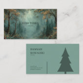 Ethereal Misty Forest Path Teal Gold Rustic Visitekaartje (Voorkant / Achterkant)