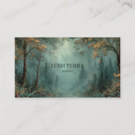 Ethereal Misty Forest Path Teal Gold Rustic Visitekaartje