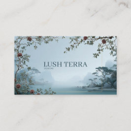 Ethereal Misty Lake Landscape and Vintage Rose Visitekaartje