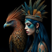 Ethereal Native girl with pretty bird Tissuepapier