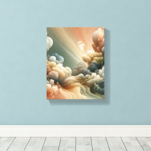 Ethereal Nebula Layers Surreal Abstract Art Design Canvas Afdruk (Insitu (Houten vloer))