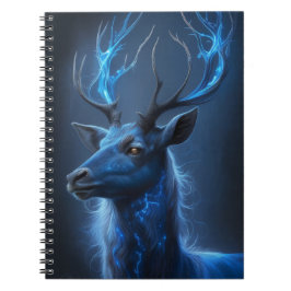 Ethereal Neon Stag | Mystic Blue Fantasy Deer Note Notitieboek