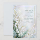 Ethereal Pastel Lily Valley Gold Frame Wedding Kaart (Voorkant / Achterkant)