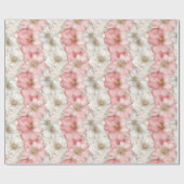 Ethereal pastel pink and gold floral gift wrap cadeaupapier (Vlak)
